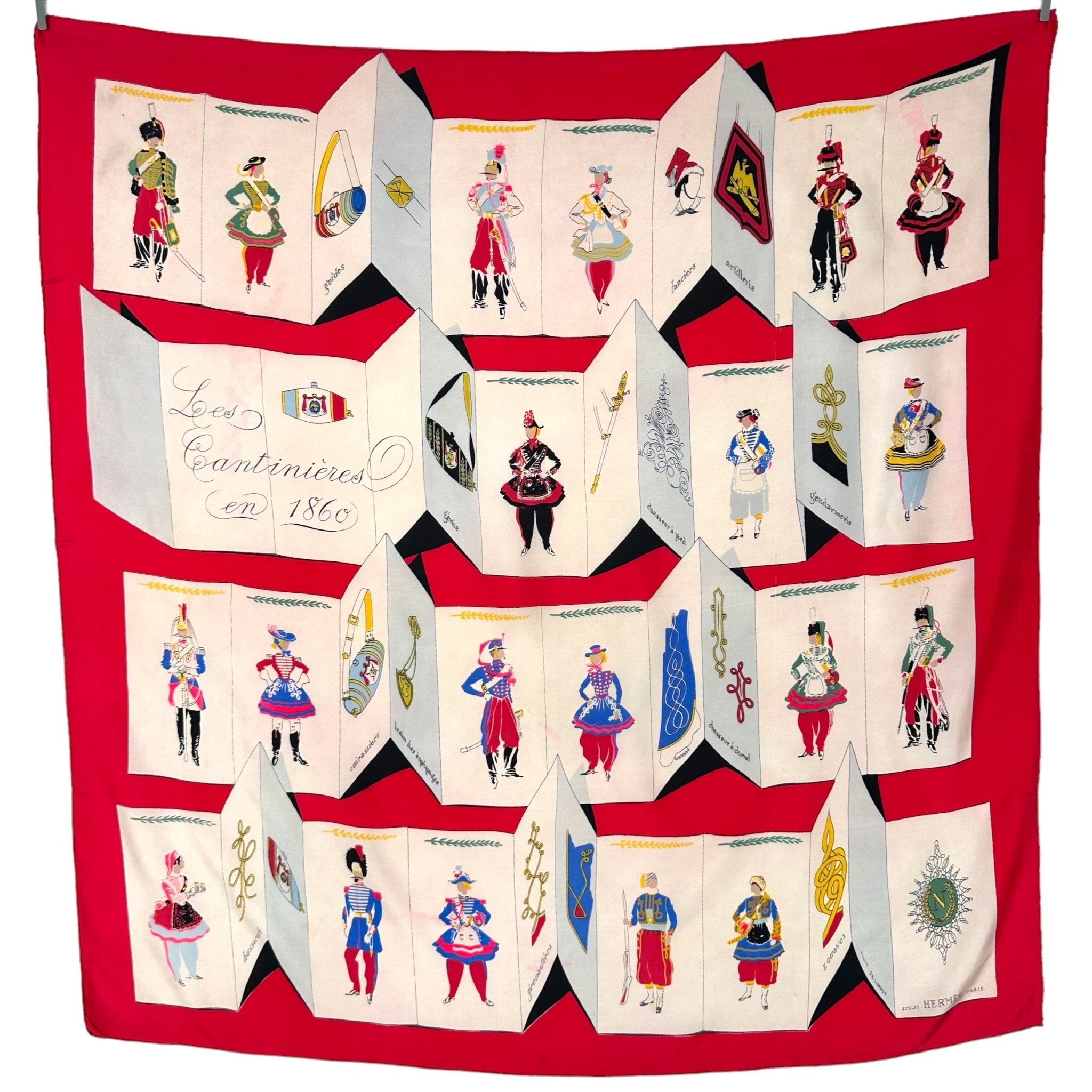 Collectionner les foulards Hermès : "Les cantinières en 1860" - 1953 - Carré Society