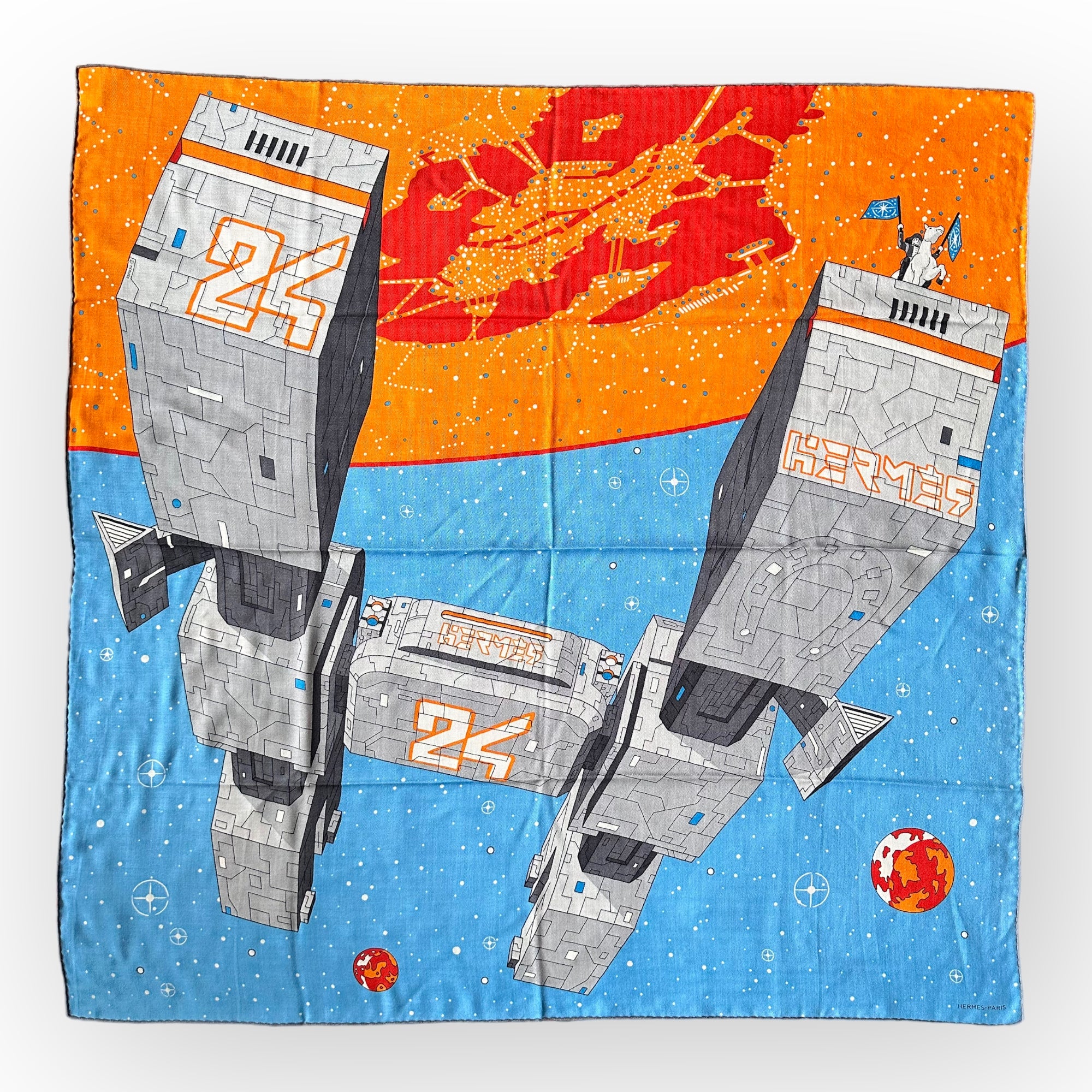 HERMES ODYSSEY HERMES-SILK AND CASHMERE SCARF