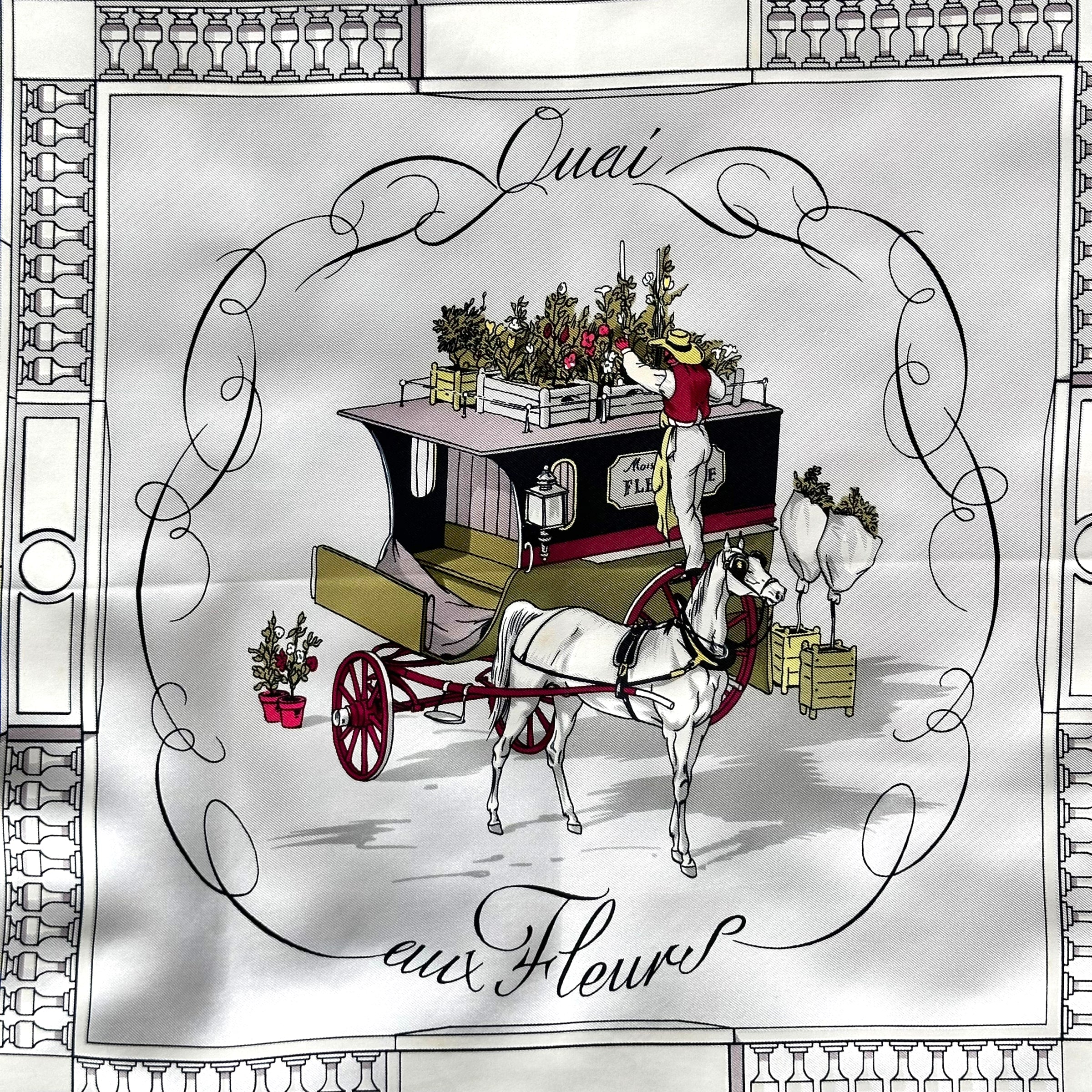 Titre du foulard Quai aux fleurs fleuriste et cheval f