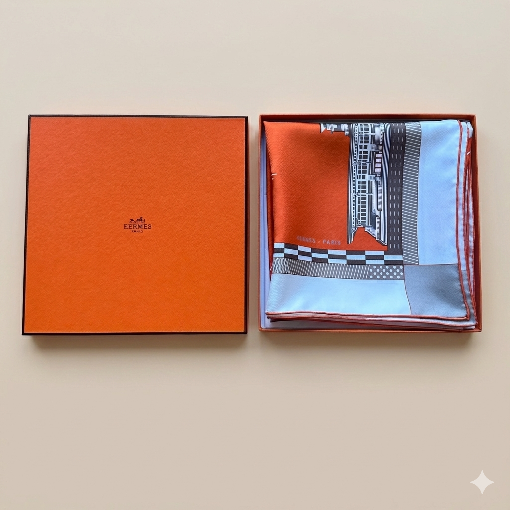 Foulard Hermès 90 cm – Cheval de Courses – Anamorphée (2008)