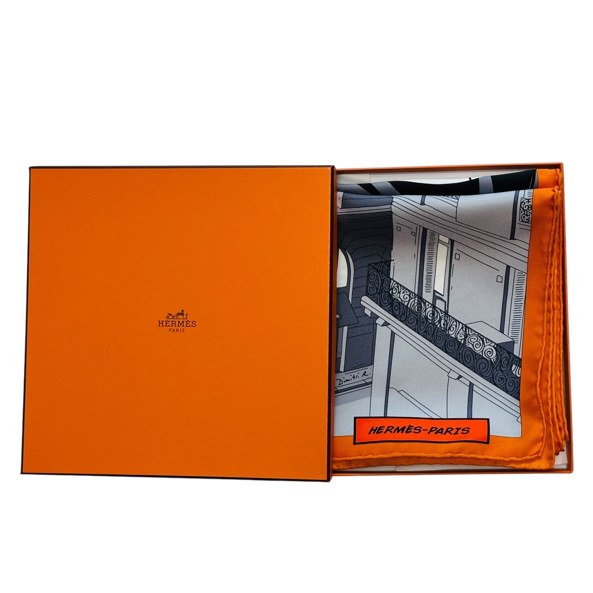 foulard hermes carre 90 cm space shopping au faubourg dans sa boite