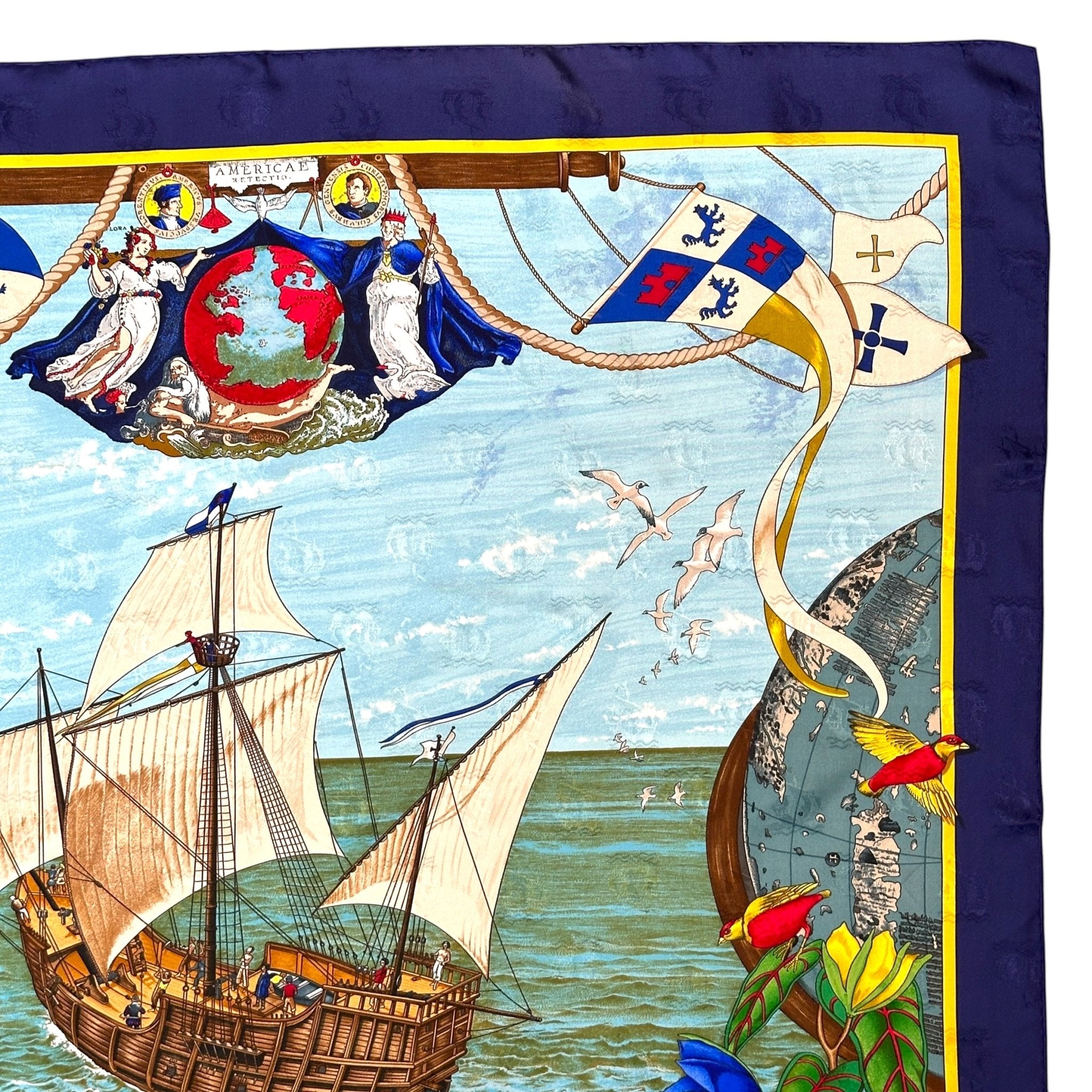 foulard hermes christophe colomb dessin de drapeaux 